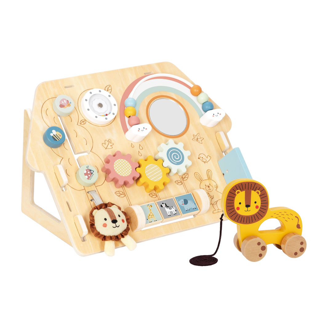 First birthday - Activity board and pull along safari animal